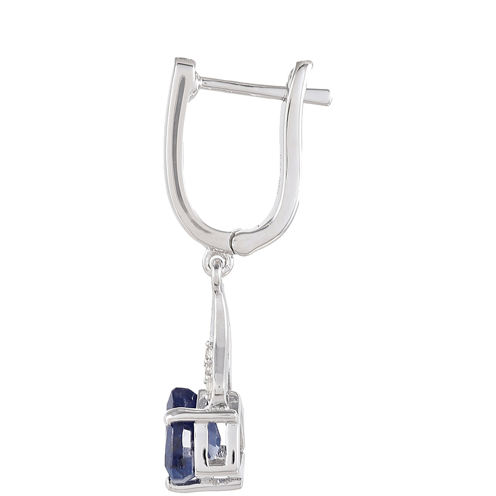 Ezüst Fülbevaló Thai Zafírral és Fehér Topázzal 2 