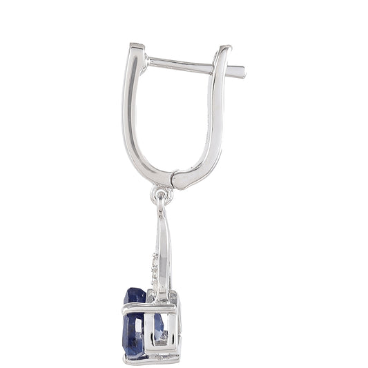 Ezüst Fülbevaló Thai Zafírral és Fehér Topázzal