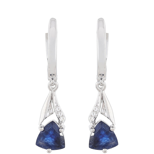 Ezüst Fülbevaló Thai Zafírral és Fehér Topázzal
