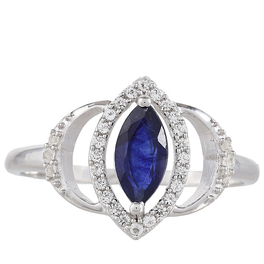 Ezüst Gyűrű Thai Zafírral és Fehér Topázzal