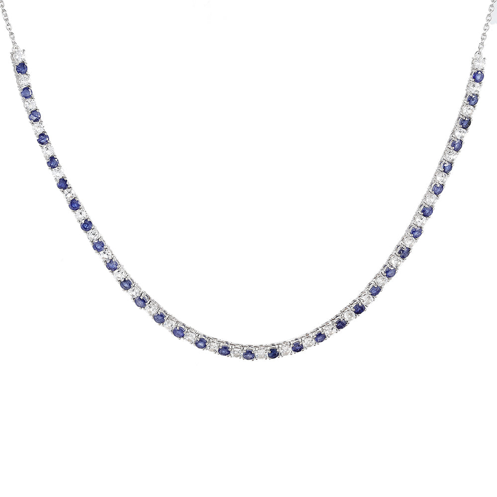 Ezüst Nyaklánc Thai Zafírral és Fehér Topázzal