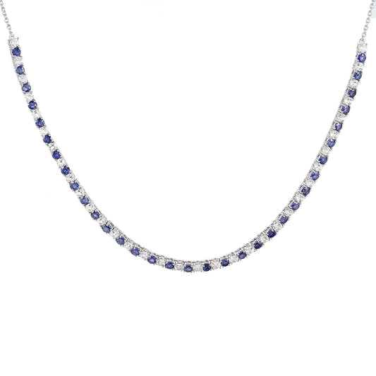 Ezüst Nyaklánc Thai Zafírral és Fehér Topázzal