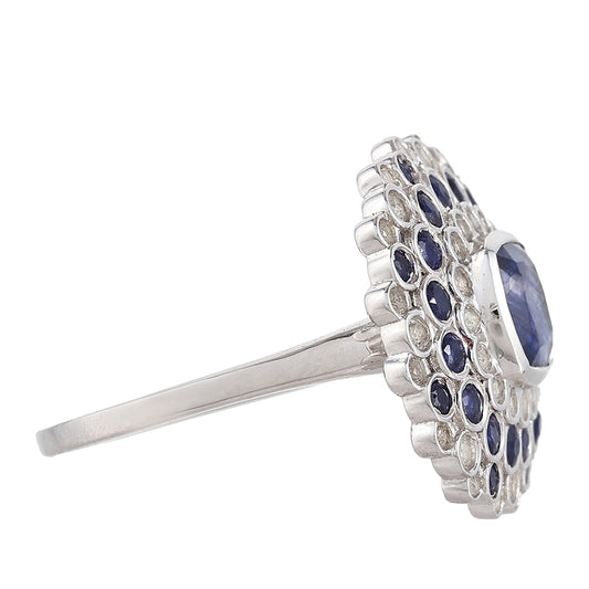 Ezüst Gyűrű Thai Zafírral és Fehér Topázzal