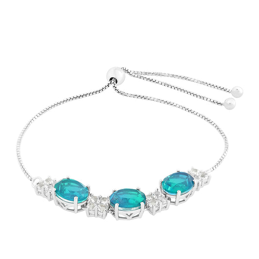 Ezüst Karkötő Páva Kvarccal és Fehér Topázzal