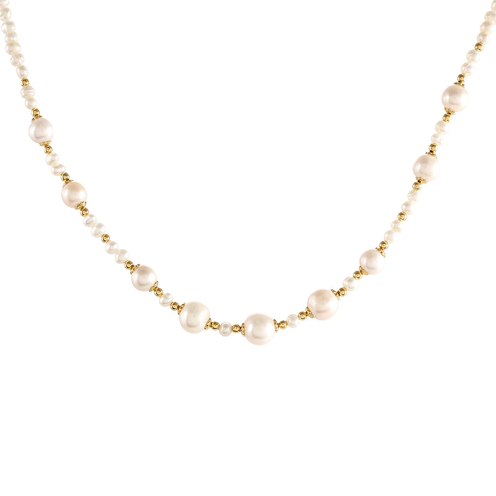 Arannyal Bevont Ezüst Szett Barokk Édesvízi Tenyésztett Gyönggyel ( Nyaklánc+Fülbevaló ) 2 