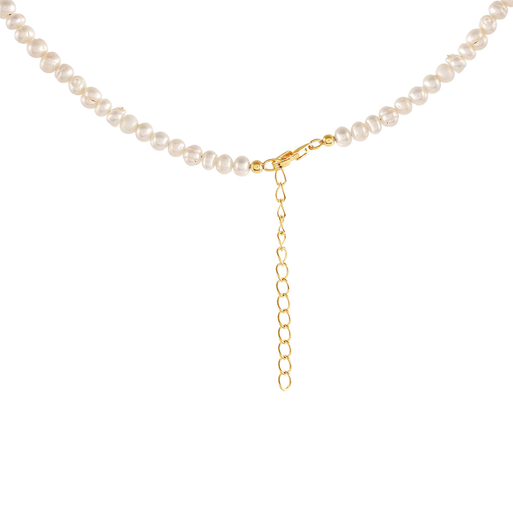 Arannyal Bevont Ezüst Szett Barokk Édesvízi Tenyésztett Gyönggyel ( Nyaklánc+Fülbevaló )