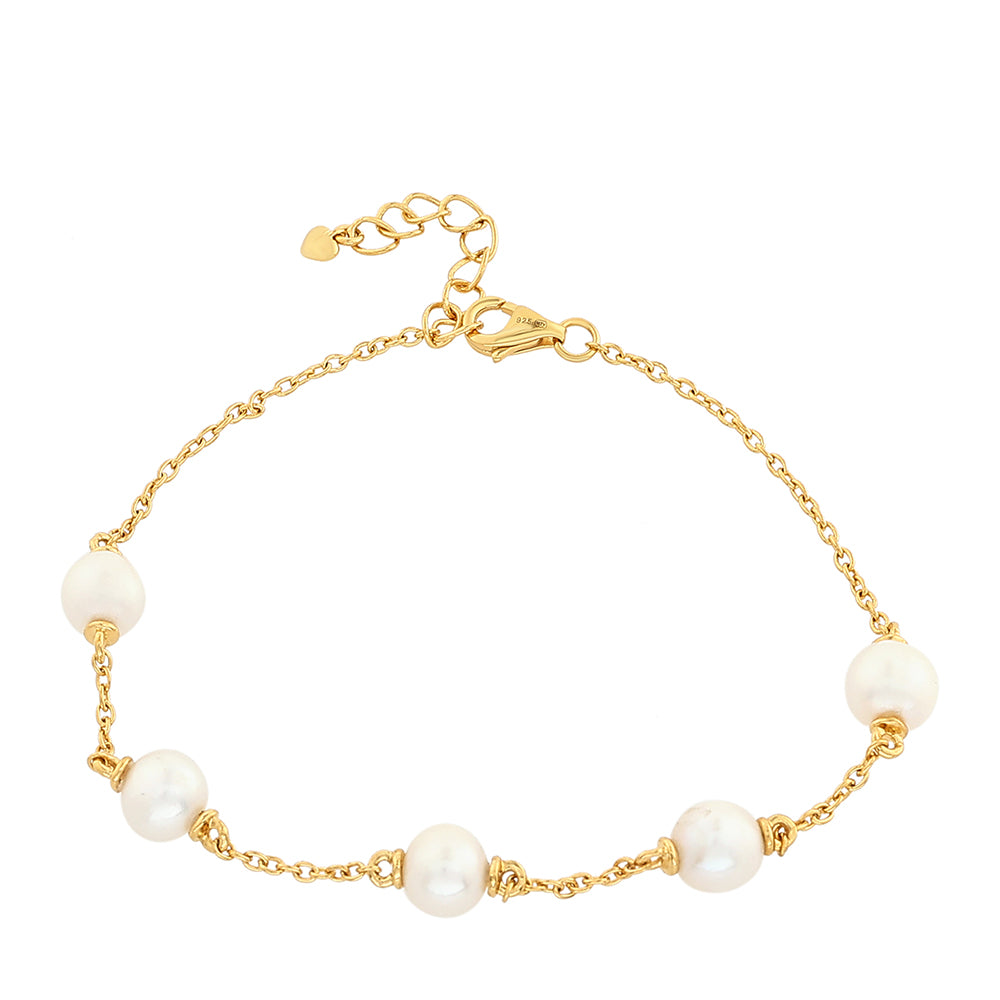 Arannyal Bevont Ezüst Karkötő Barokk Édesvízi Tenyésztett Gyönggyel