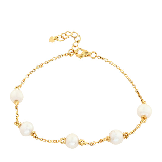 Arannyal Bevont Ezüst Karkötő Barokk Édesvízi Tenyésztett Gyönggyel