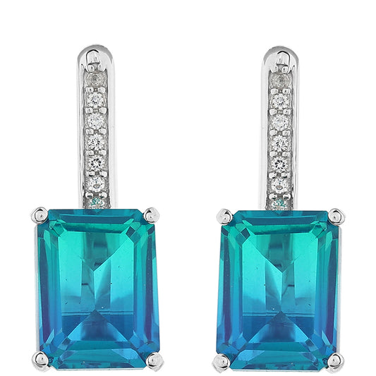 Ezüst Fülbevaló Páva Kvarccal és Fehér Topázzal