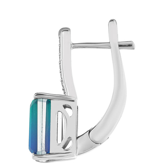 Ezüst Fülbevaló Páva Kvarccal és Fehér Topázzal