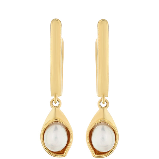 Arannyal Bevont Ezüst Fülbevaló Barokk Édesvízi Tenyésztett Gyönggyel