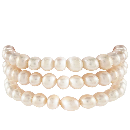 Arannyal Bevont Ezüst Karkötő Barokk Édesvízi Tenyésztett Gyönggyel