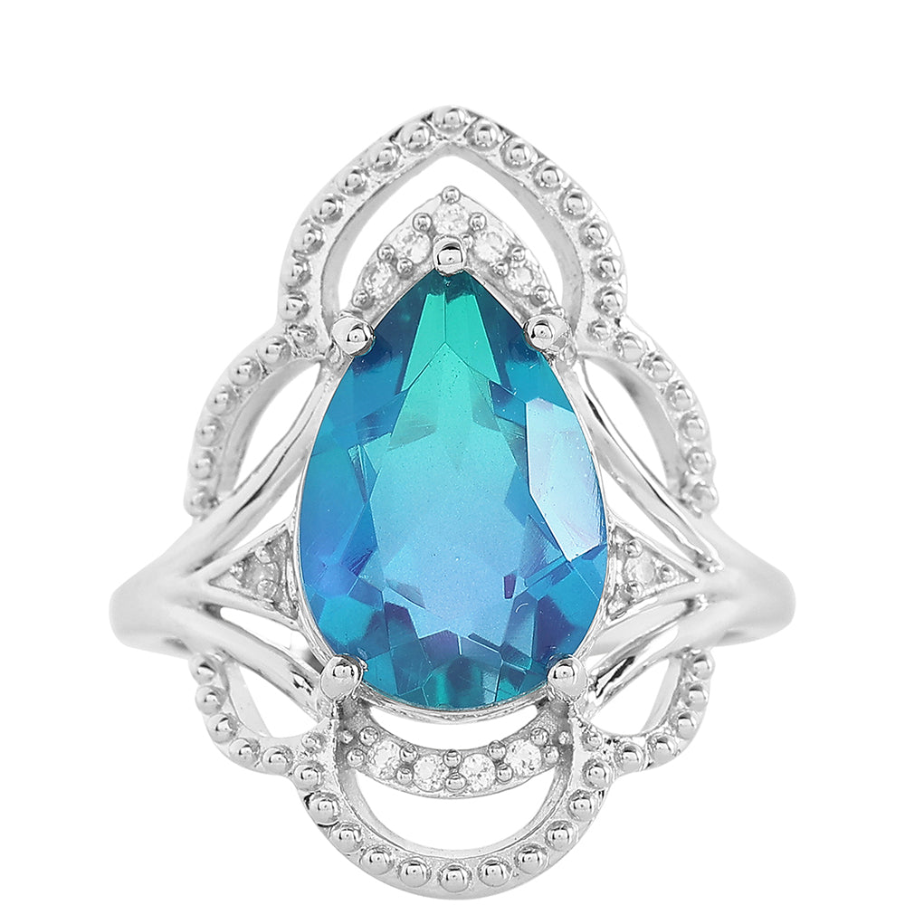 Ezüst Gyűrű Páva Kvarccal és Fehér Topázzal 1 