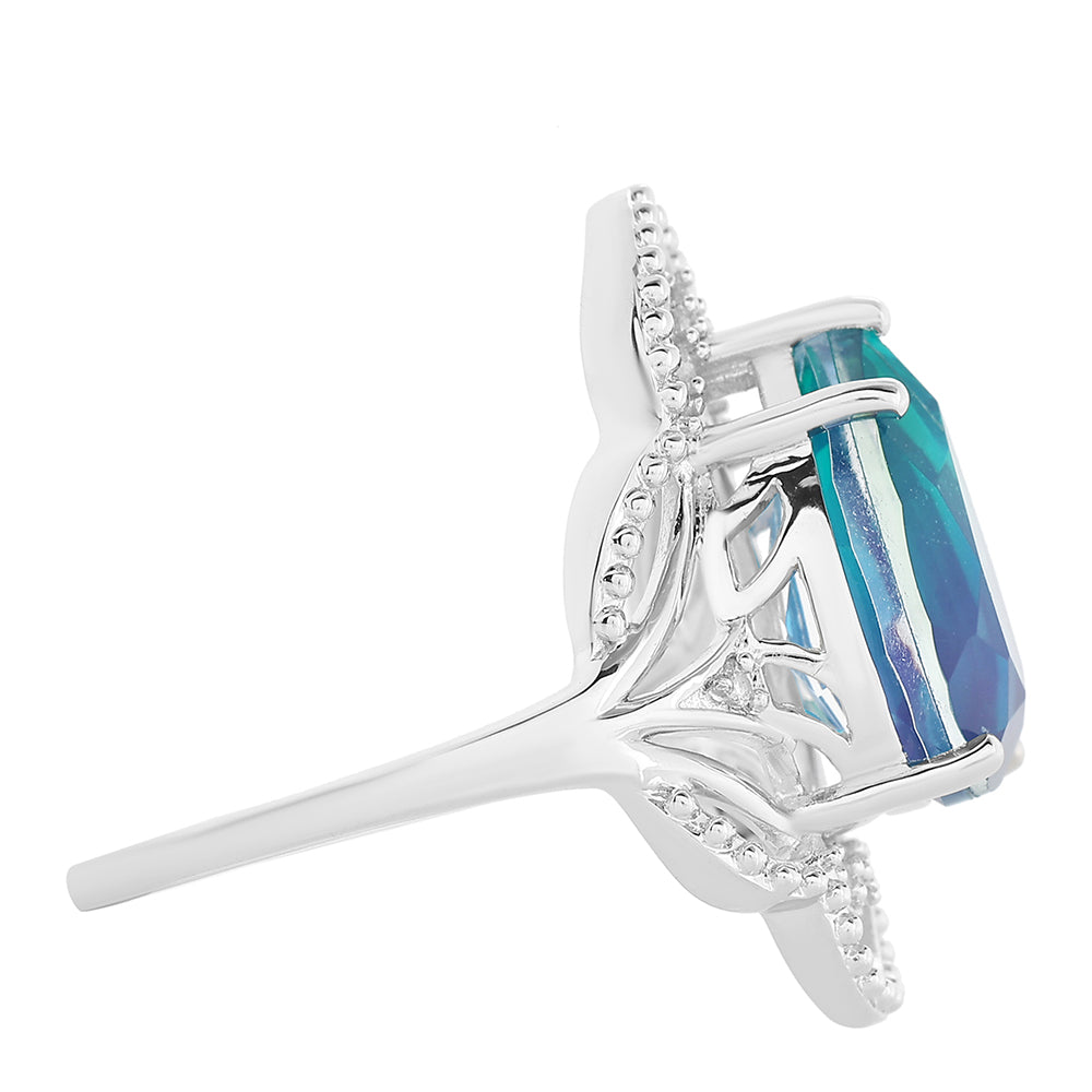 Ezüst Gyűrű Páva Kvarccal és Fehér Topázzal