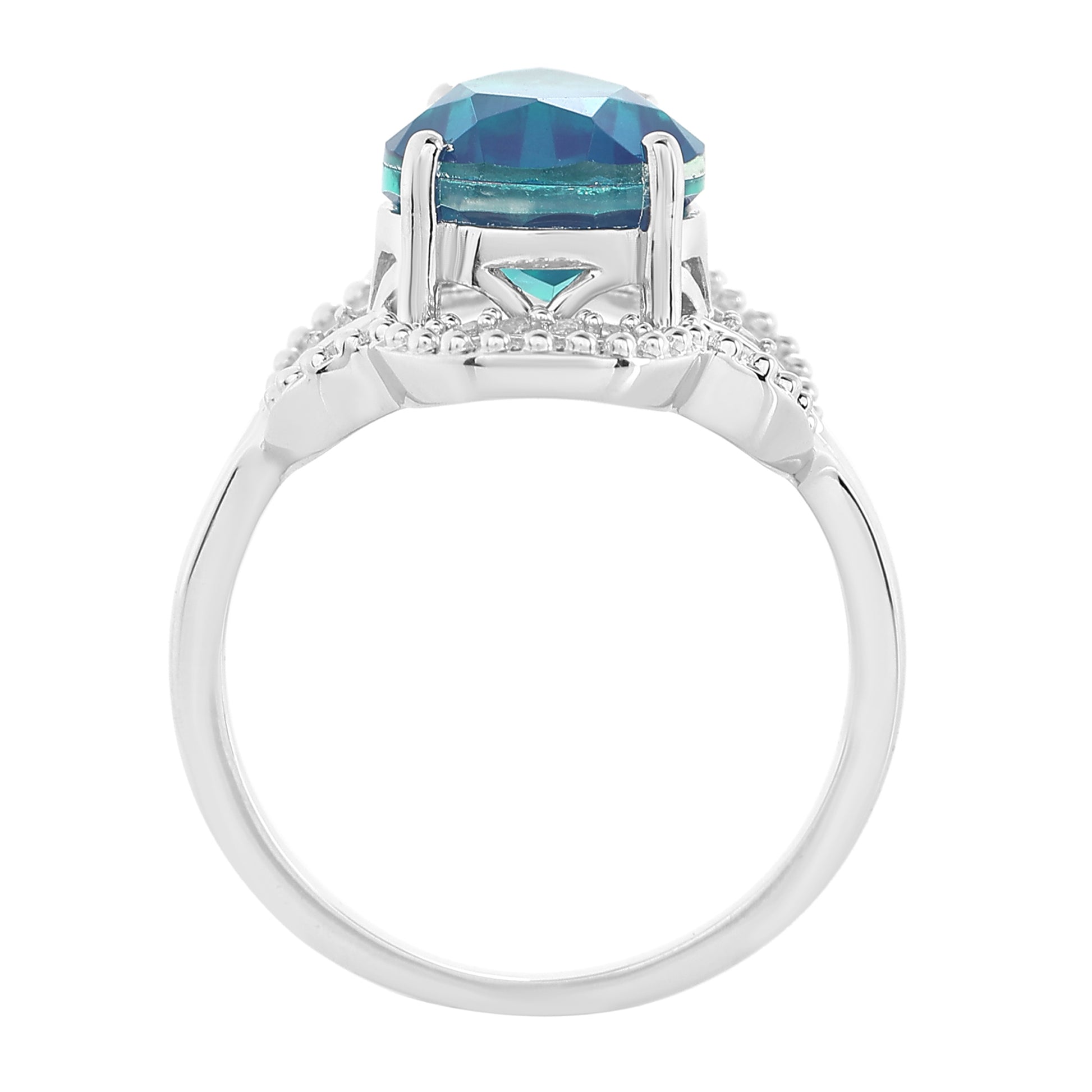 Ezüst Gyűrű Páva Kvarccal és Fehér Topázzal 6 