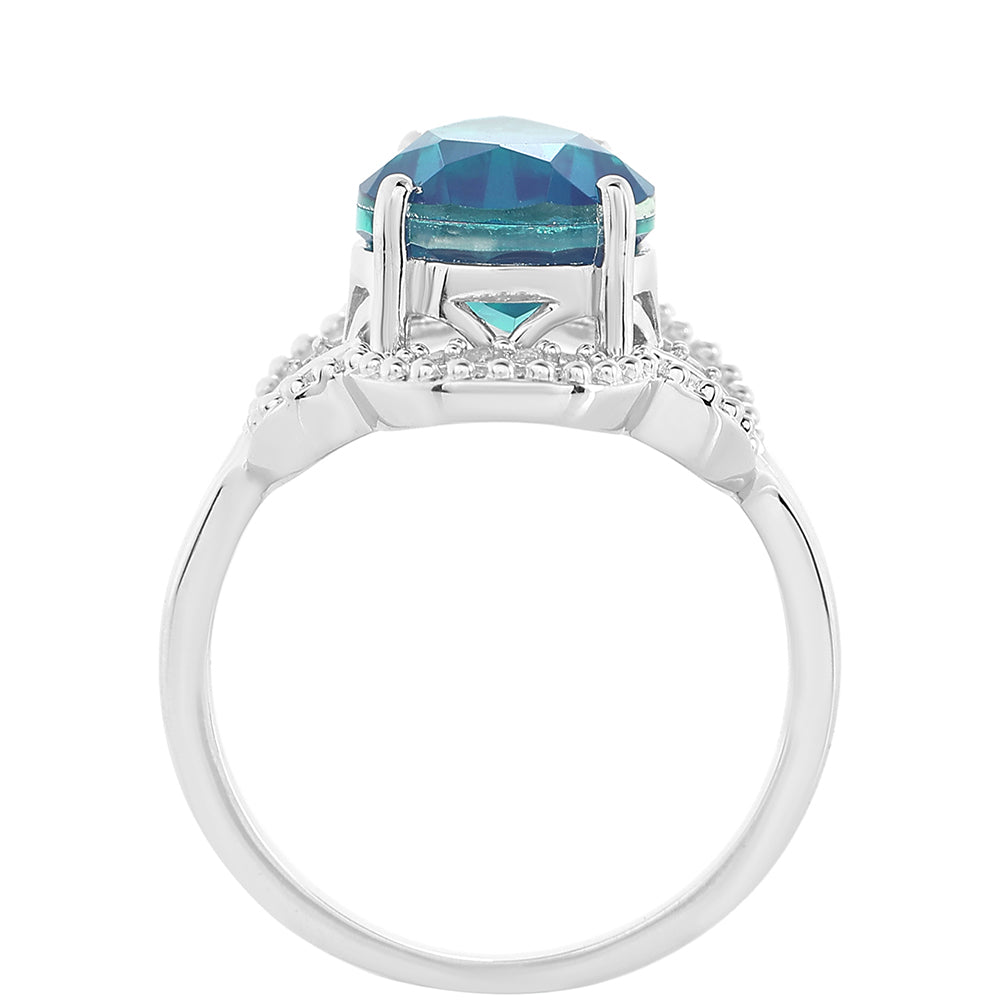 Ezüst Gyűrű Páva Kvarccal és Fehér Topázzal