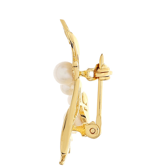 Arannyal Bevont Ezüst Bross Barokk Édesvízi Tenyésztett Gyönggyel