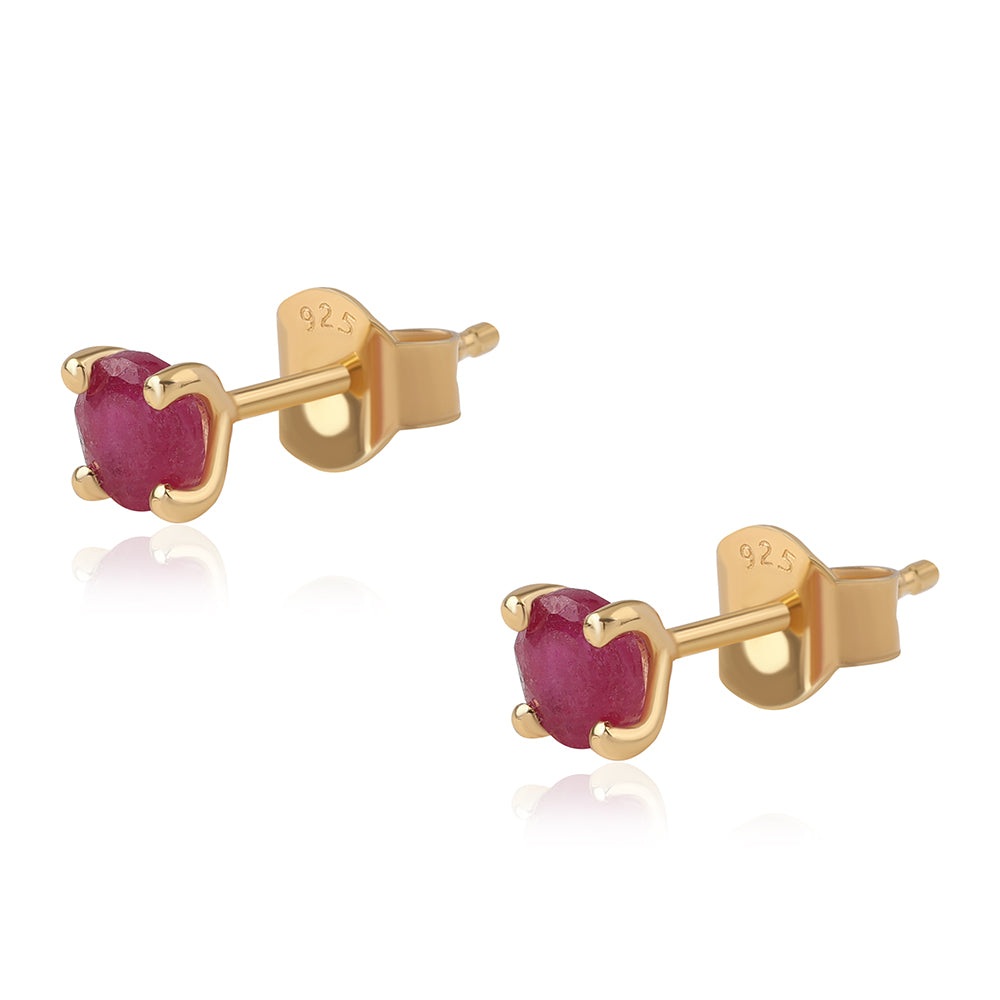 Arannyal Bevont Ezüst Fülbevaló Mozambiquei Rubinnal 2 