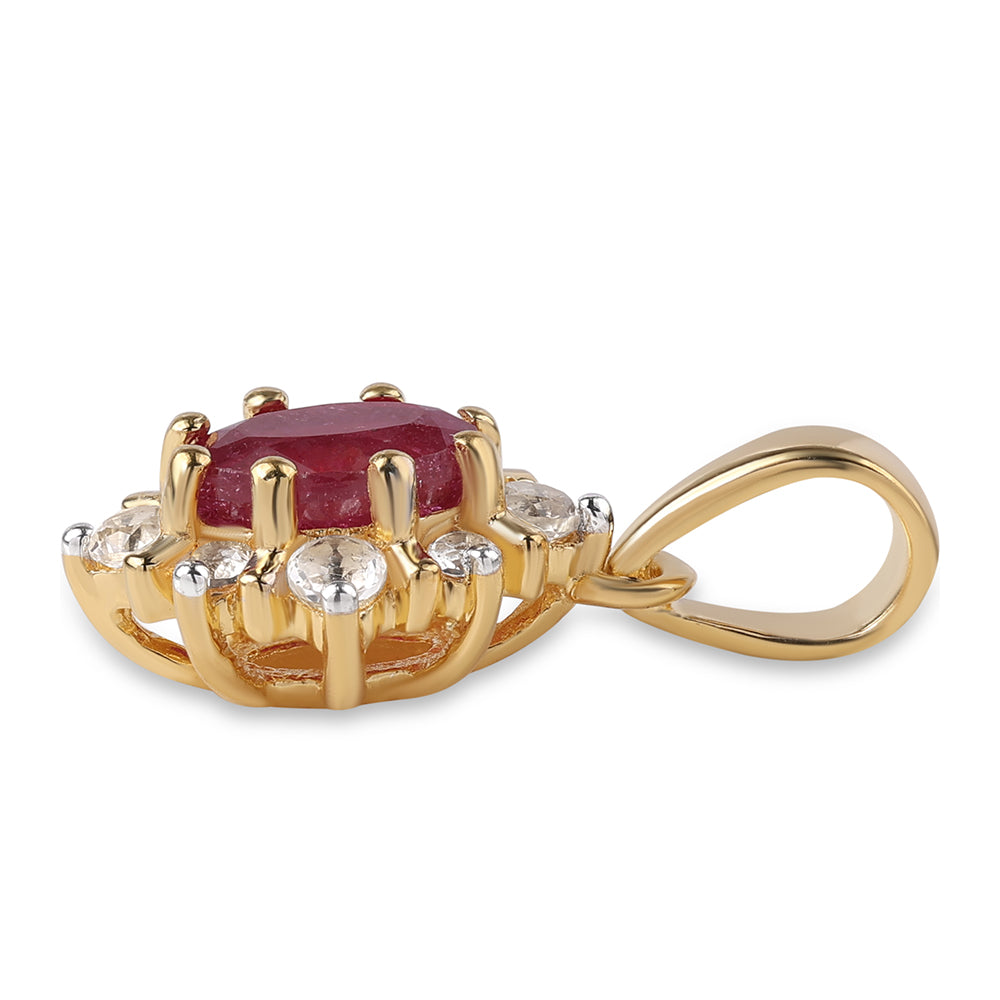 Arannyal Bevont Ezüst Medál Mozambiquei Rubinnal és Fehér Topázzal 2 