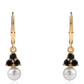 Arannyal Bevont Ezüst Fülbevaló Fekete Spinellel és Fehér Édesvízi Kagylógyönggyel