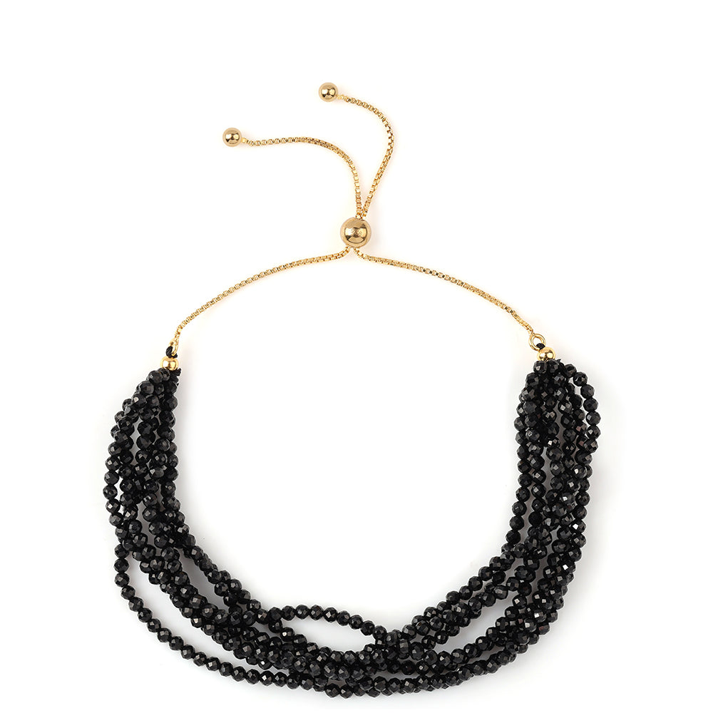 Arannyal Bevont Ezüst Karkötő Fekete Spinellel 1 