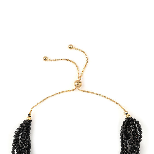 Arannyal Bevont Ezüst Karkötő Fekete Spinellel