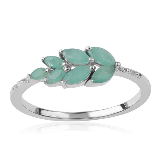 Ezüst Gyűrű Brazil Smaragddal és Fehér Topázzal