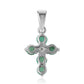 Kereszt Ezüst Medál Brazil Smaragddal és Fehér Topázzal