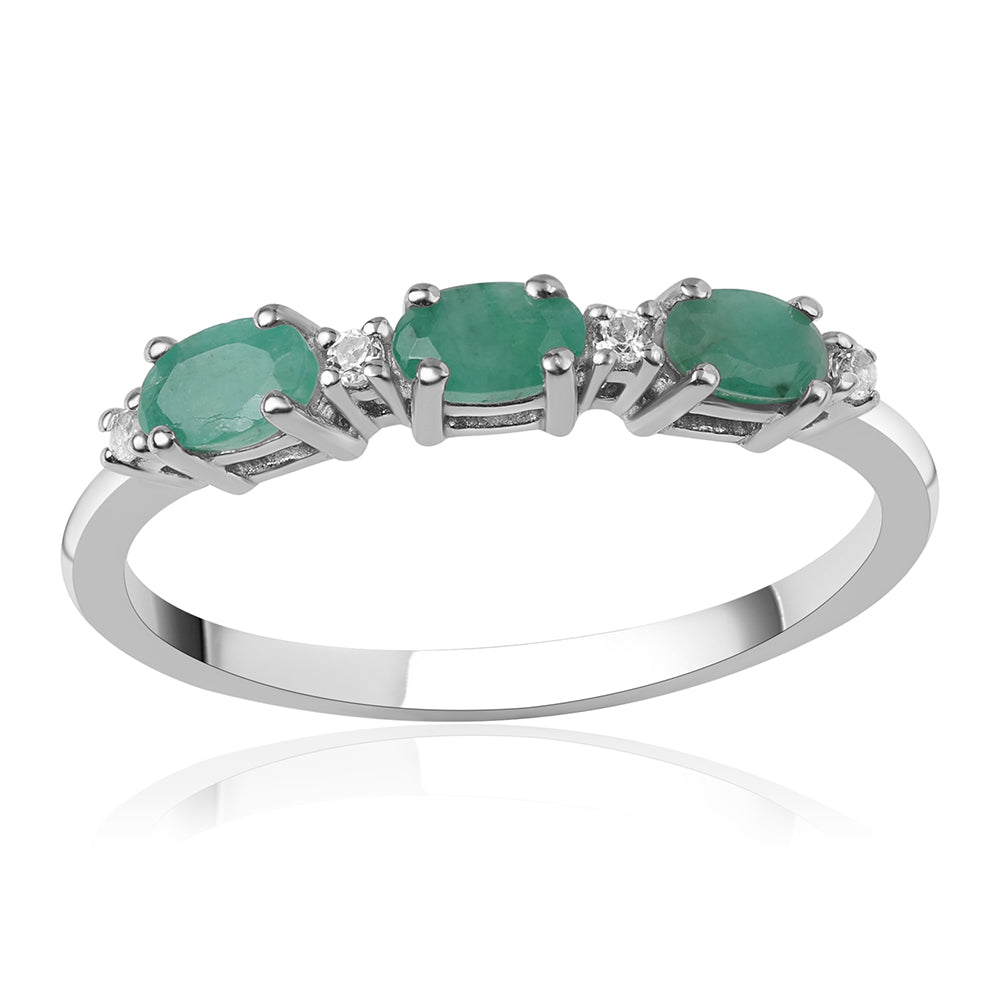 Ezüst Gyűrű Brazil Smaragddal és Fehér Topázzal 1 