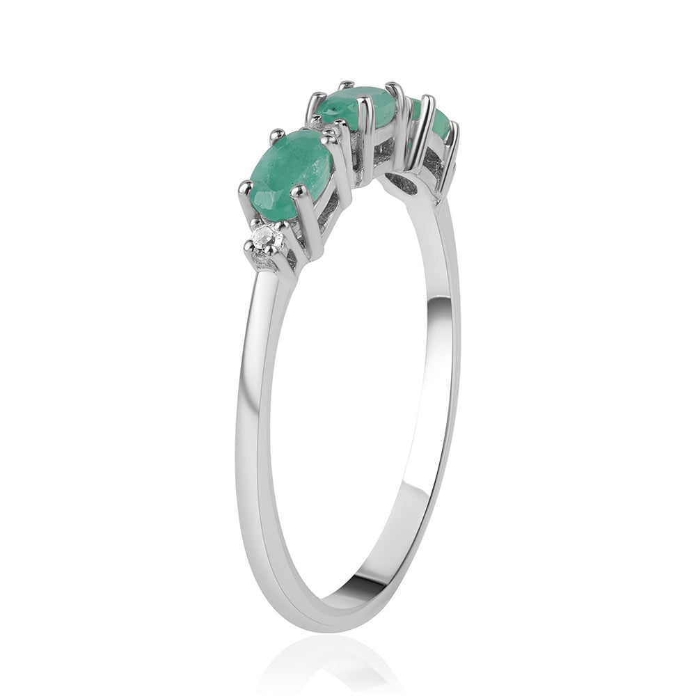 Ezüst Gyűrű Brazil Smaragddal és Fehér Topázzal 2 