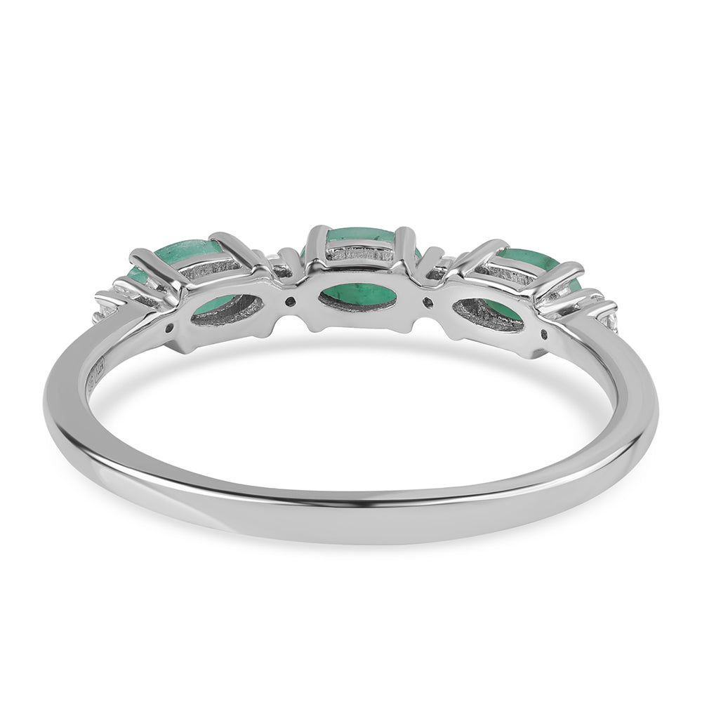 Ezüst Gyűrű Brazil Smaragddal és Fehér Topázzal