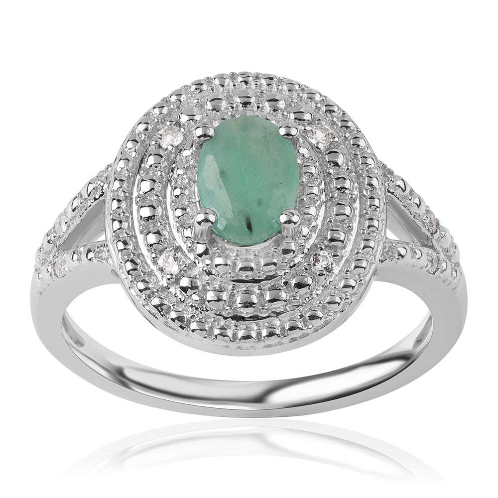 Ezüst Gyűrű Brazil Smaragddal és Fehér Topázzal 1 