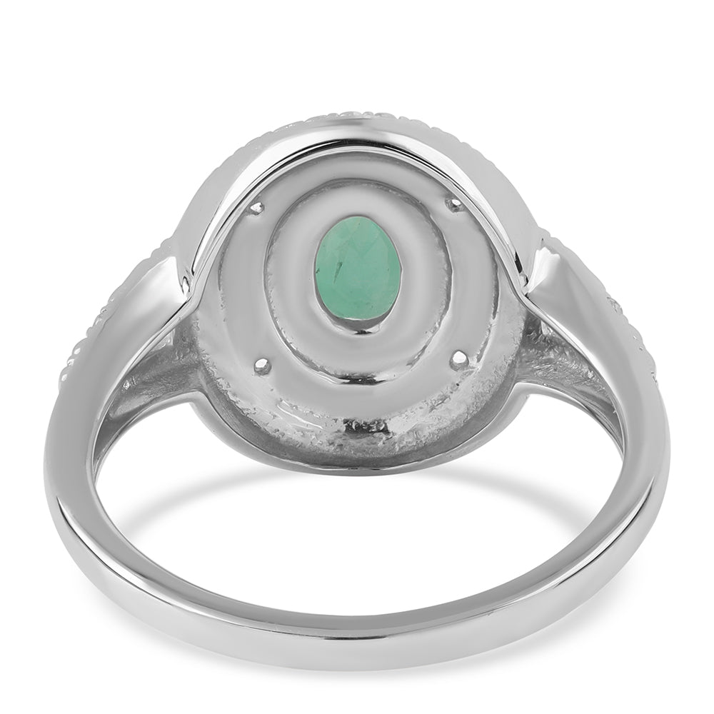 Ezüst Gyűrű Brazil Smaragddal és Fehér Topázzal 5 