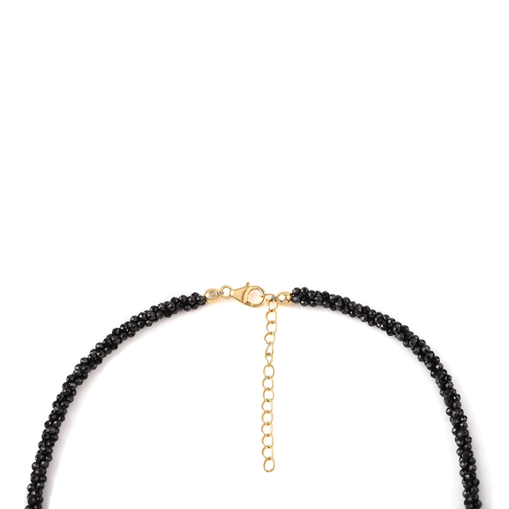 Arannyal Bevont Ezüst Nyaklánc Fekete Spinellel és Fehér Édesvízi Kagylógyönggyel 2 