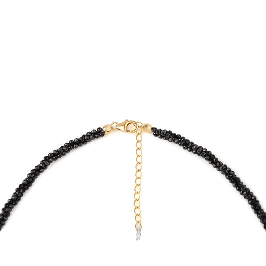 Arannyal Bevont Ezüst Nyaklánc Fekete Spinellel és Fehér Topázzal