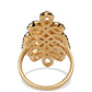 Arannyal Bevont Ezüst Gyűrű Fekete Spinellel