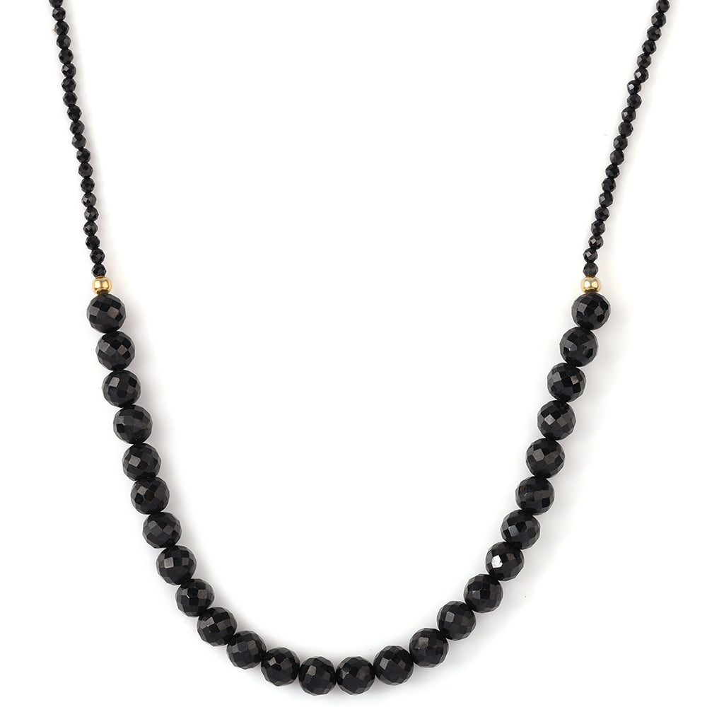 Arannyal Bevont Ezüst Nyaklánc Fekete Spinellel