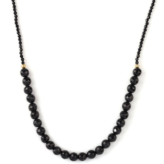 Arannyal Bevont Ezüst Nyaklánc Fekete Spinellel