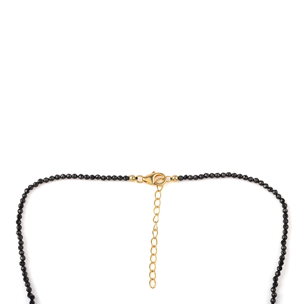 Arannyal Bevont Ezüst Nyaklánc Fekete Spinellel