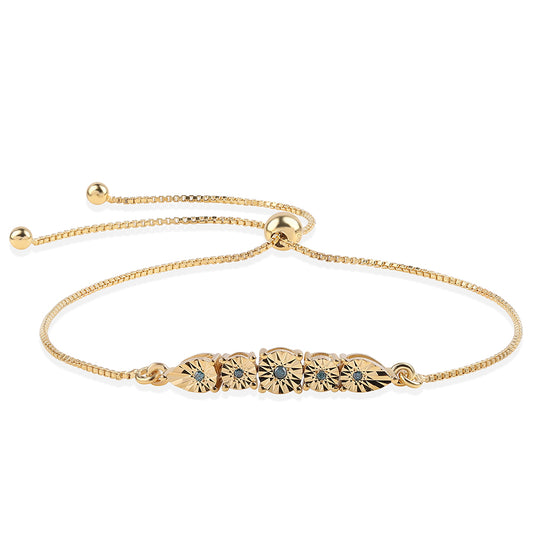 Arannyal Bevont Ezüst Karkötő Kék Gyémánttal