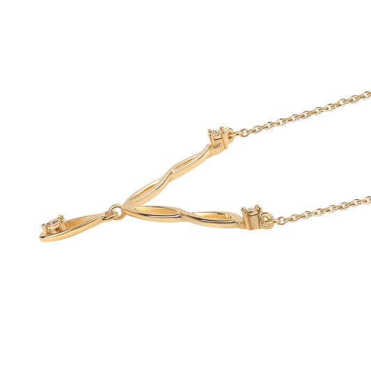 Arannyal Bevont Ezüst Nyaklánc Kék Gyémánttal és Fehér Gyémánttal