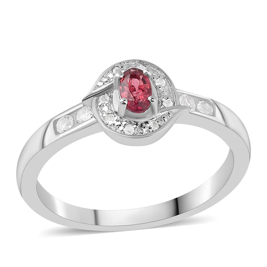 Ezüst Gyűrű Cruzeroi Rubellittel és Fehér Topázzal