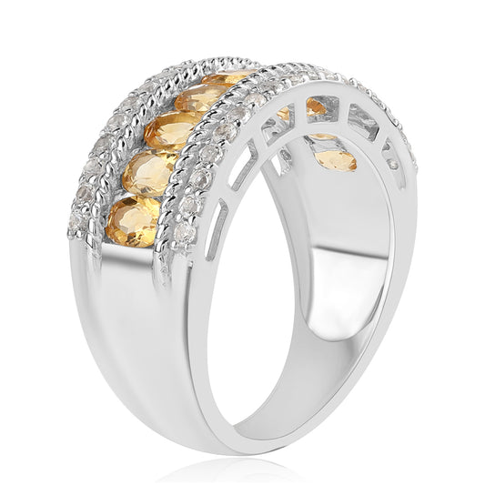 Ezüst Gyűrű Citrinnel és Fehér Topázzal