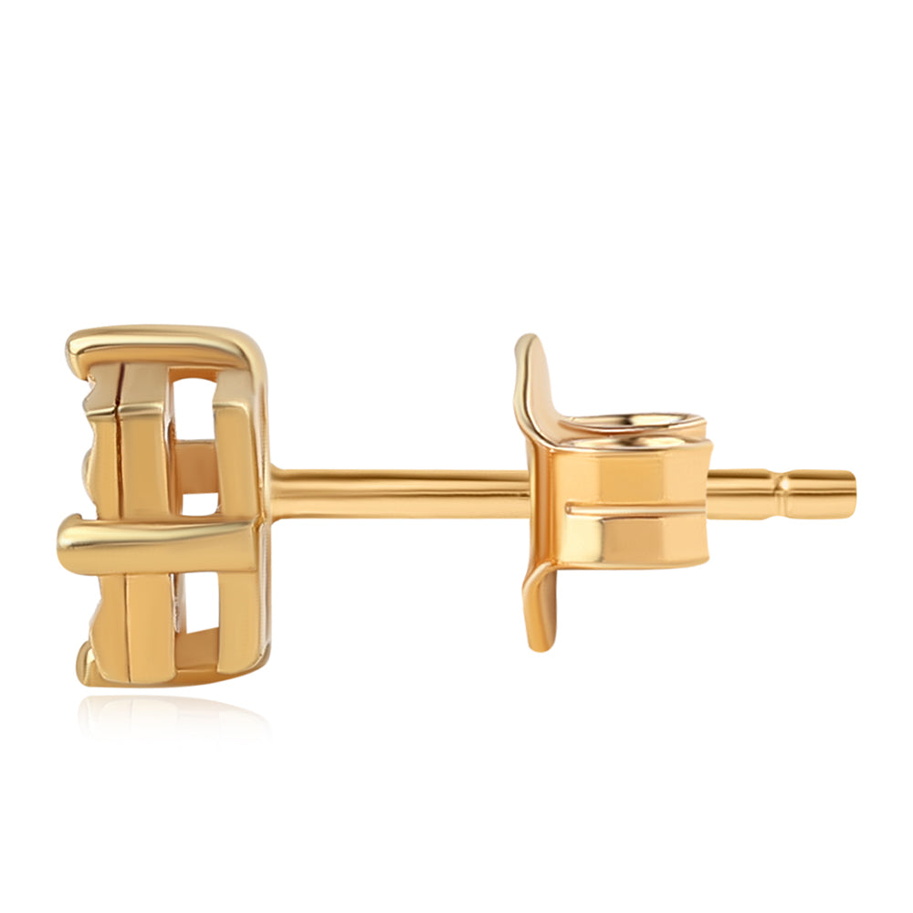 Arannyal Bevont Ezüst Fülbevaló Zöld Gyémánttal