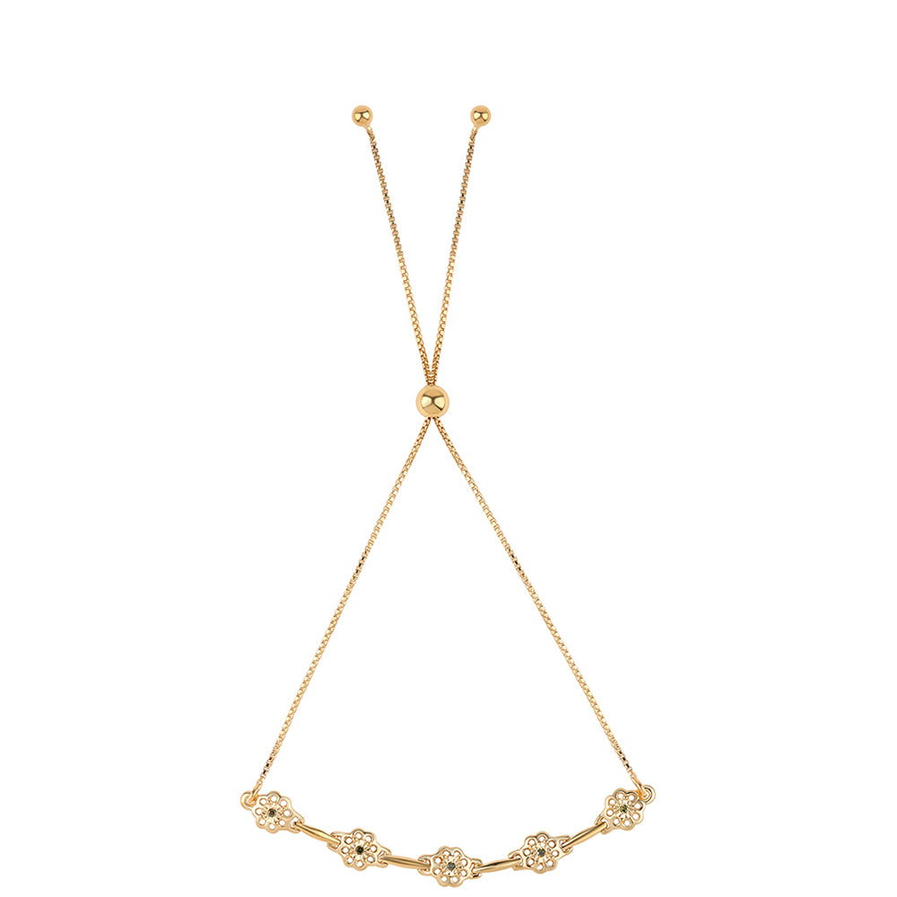 Arannyal Bevont Ezüst Karkötő Zöld Gyémánttal