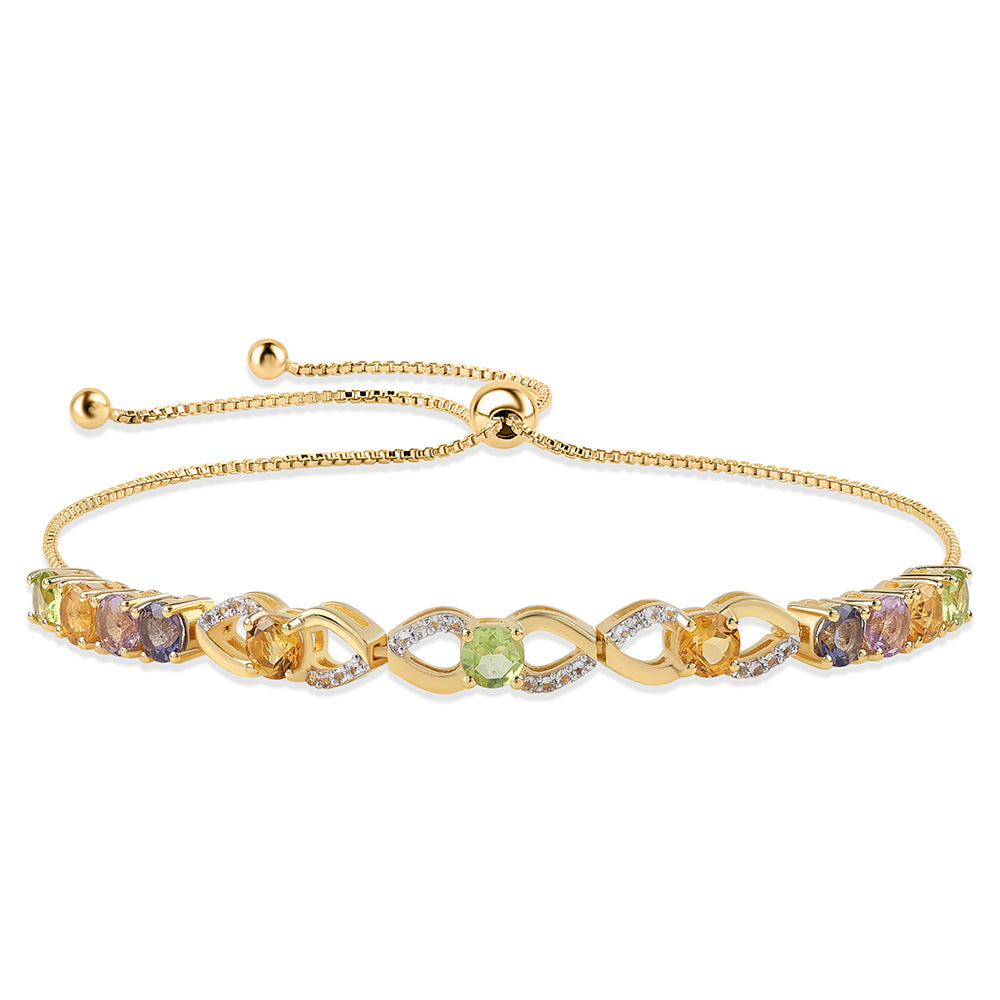 Arannyal Bevont Ezüst Karkötő Rose De France Ametiszttel és Peridottal