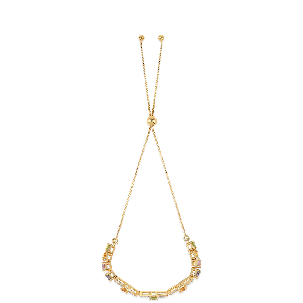 Arannyal Bevont Ezüst Karkötő Rose De France Ametiszttel és Peridottal 2 