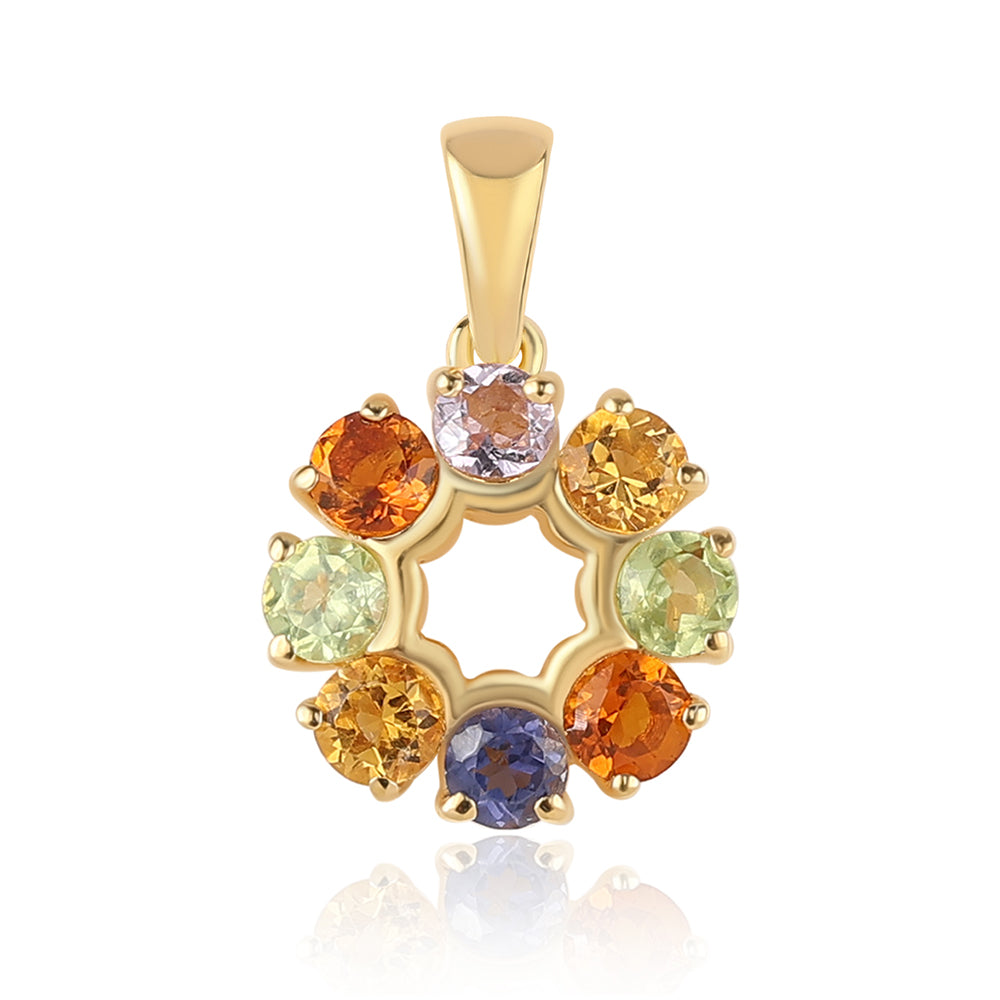 Arannyal Bevont Ezüst Medál Rose De France Ametiszttel és Peridottal 1 