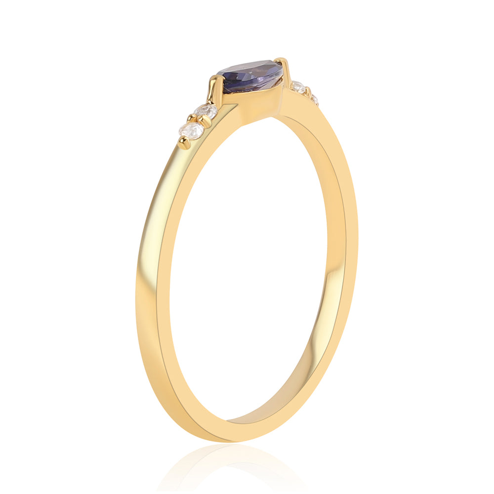 Arannyal Bevont Ezüst Gyűrű Iolittal és Fehér Topázzal 3 