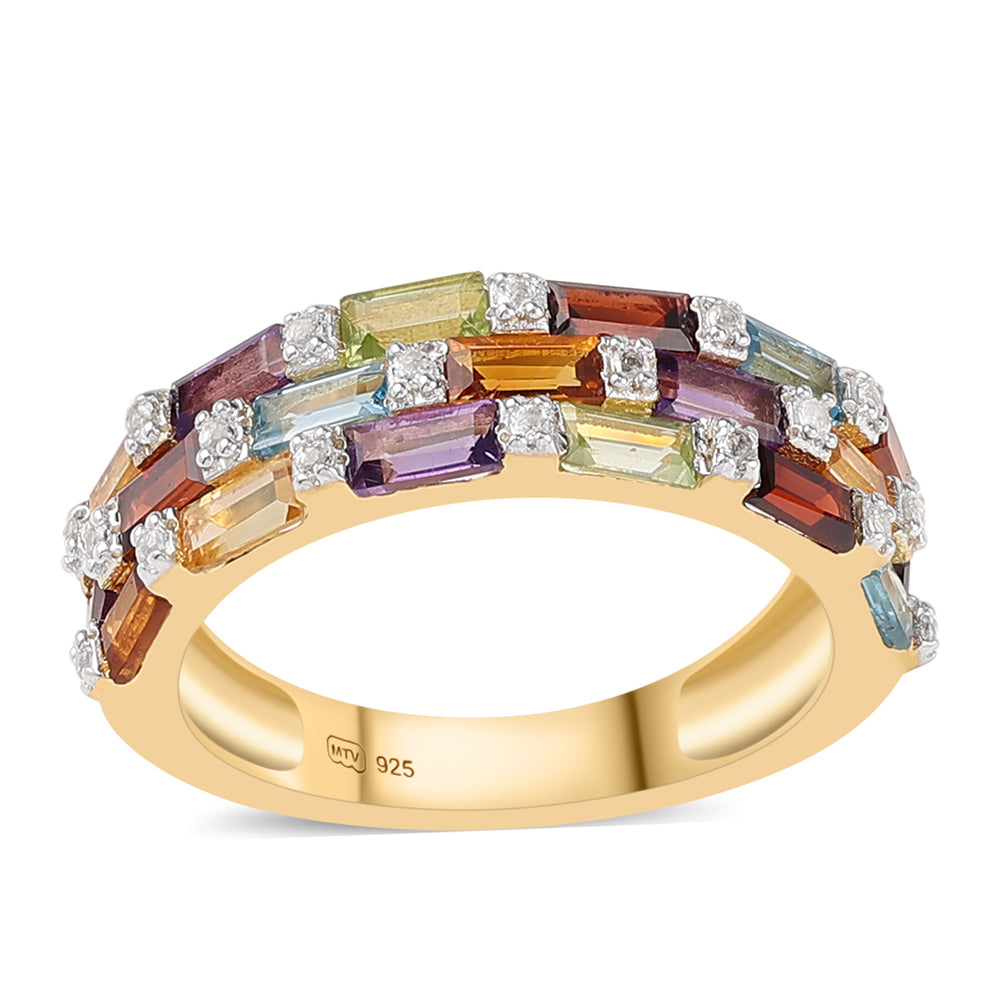 Arannyal Bevont Ezüst Gyűrű Afrikai Ametiszttel és Citrinnel 1 